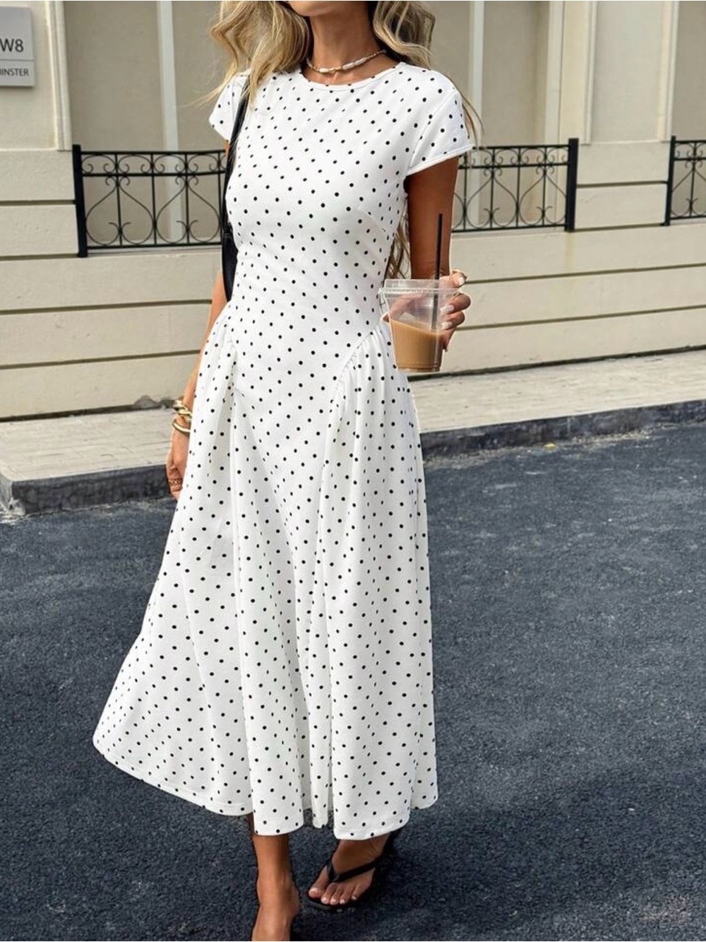 White Polka Dots Maxi Dress